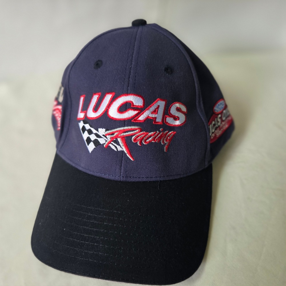 Lucas Oil Racing NHRA Drag Racing Series Hat Navy Blue Black Adjustable Cap